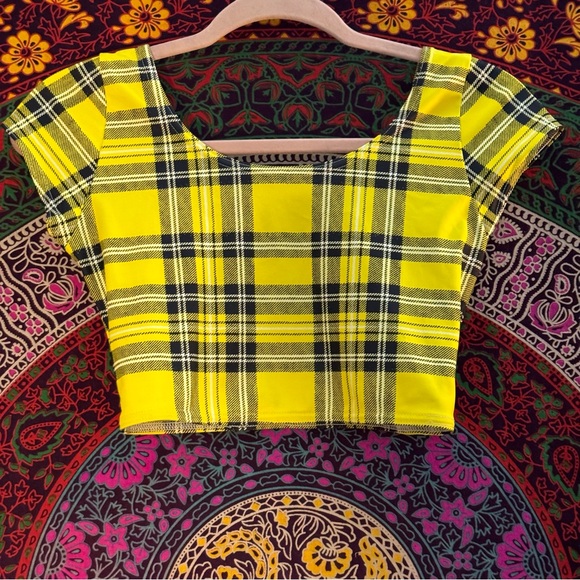 Blackmilk Tops - BlackMilk- Tartan Yellow Nana Suit Crop Top- Size Small